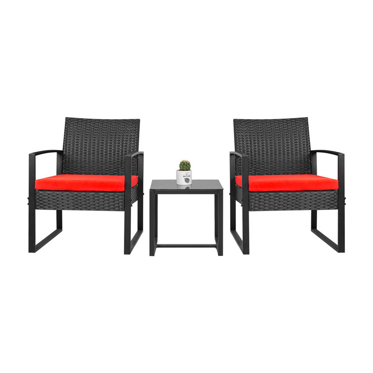 Beoll 3 piece rattan deals seating group with cushions